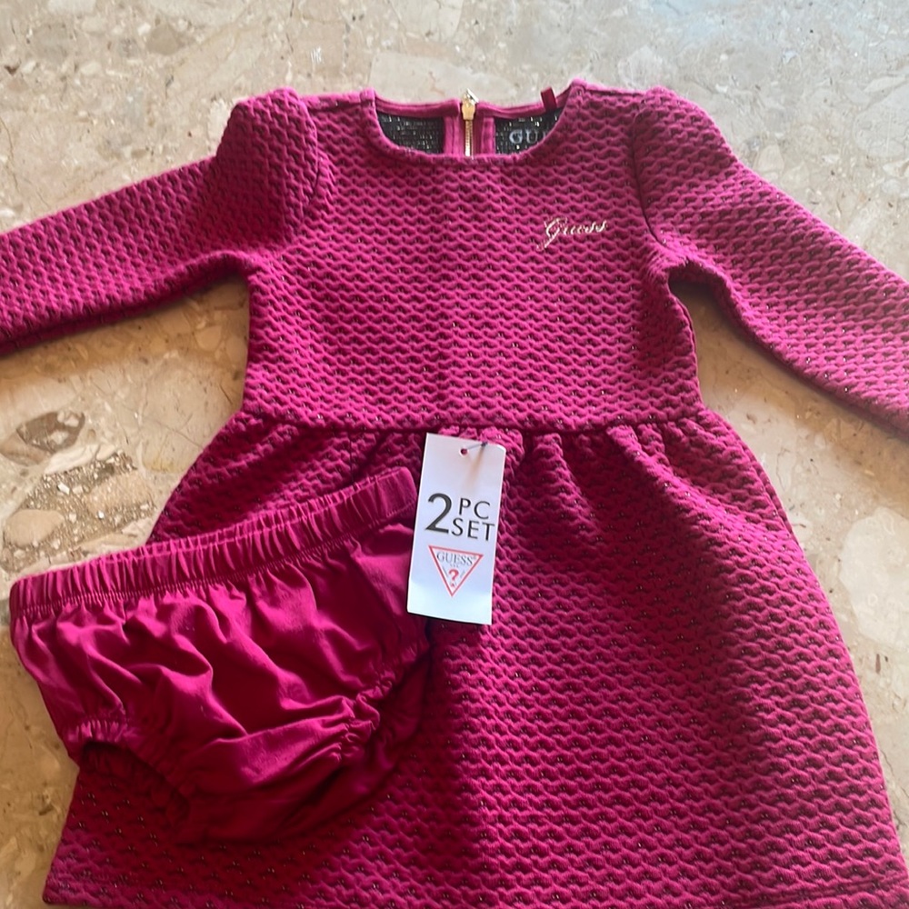 Guess 2 piece tweed dress with gold zipper